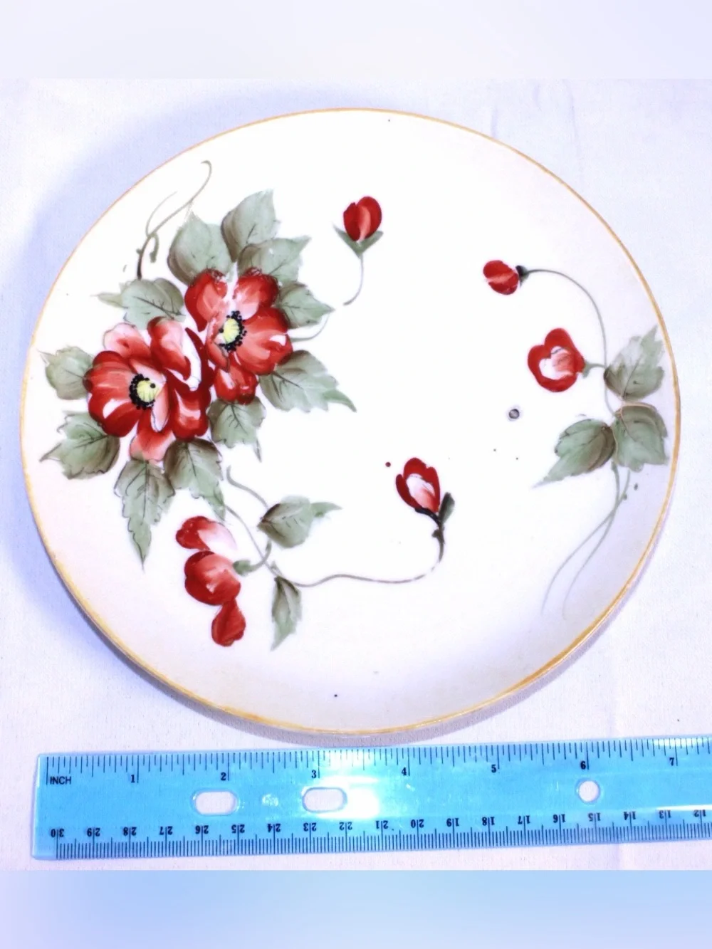 Antique Nippon Porcelain Hand-painted Red Poppies Display Plate